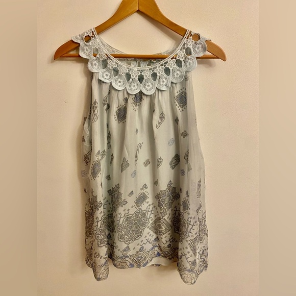 Via Signoria Sleeveless Baby Doll Baby Blue Silk MEDIUM - Picture 3 of 7